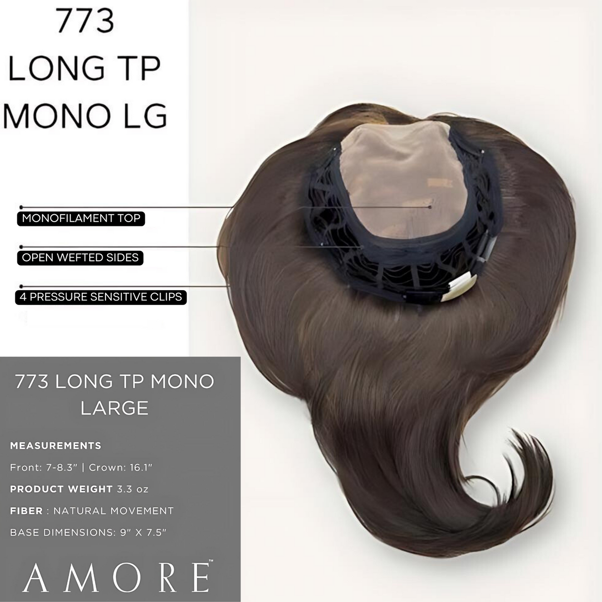 Long Top Piece Mono Large - Accessory Hairpiece Collection by Amore