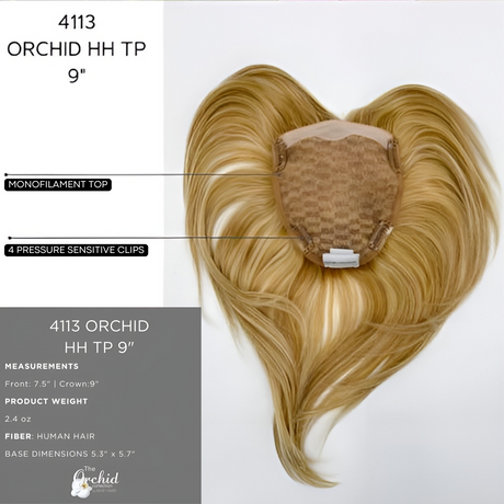 Orchid HH Top Piece 9" (Remy Human Hair) - Orchid Hair Enhancement Collection by Rene of Paris