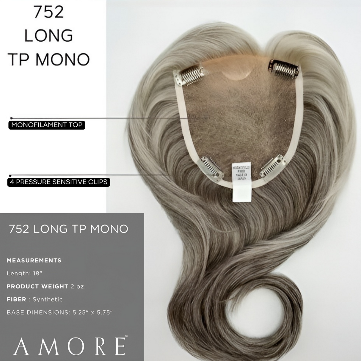 Long Top Piece Mono - Accessory Hairpiece Collection by Amore