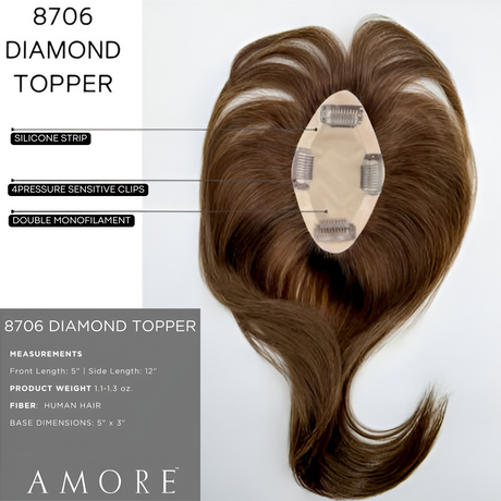 Diamond Top Piece (Remy Human Hair) - Accessory Hairpiece Collection by Amore