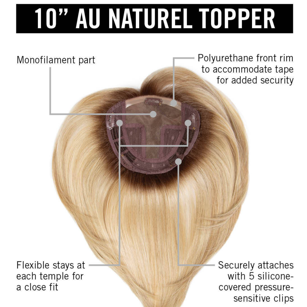 Au Naturel HD 10" Topper - Extensions and Hairpieces by Hairdo