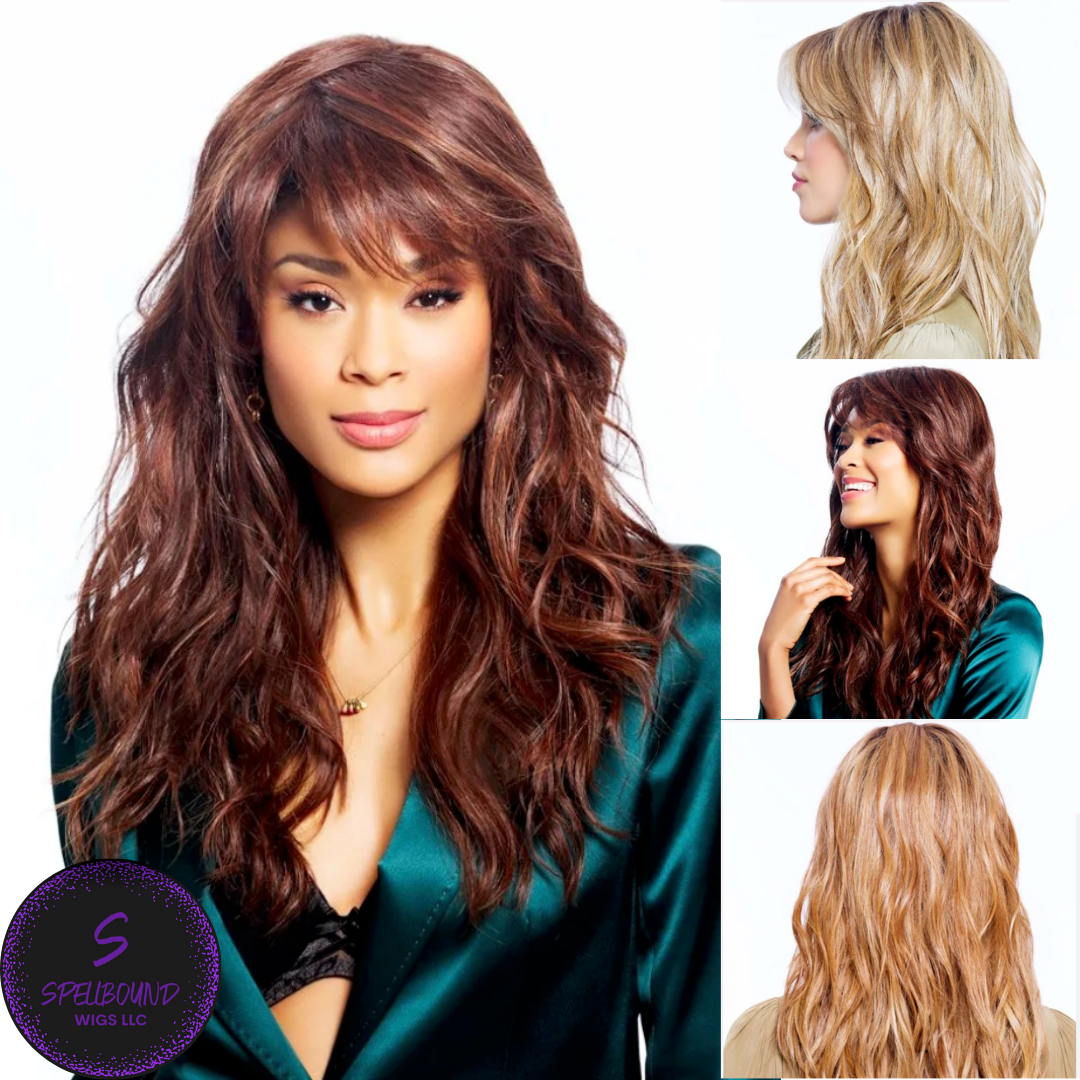 ELEMENT Long Silky Straight Hair Wigs With Bangs For Black Women